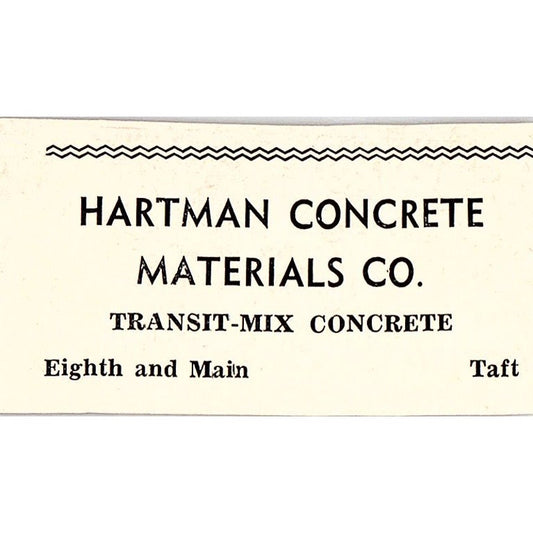 Hartman Concrete Materials Co, Raymond & Amy Grey Taft CA c1965 Ad AF8-S22