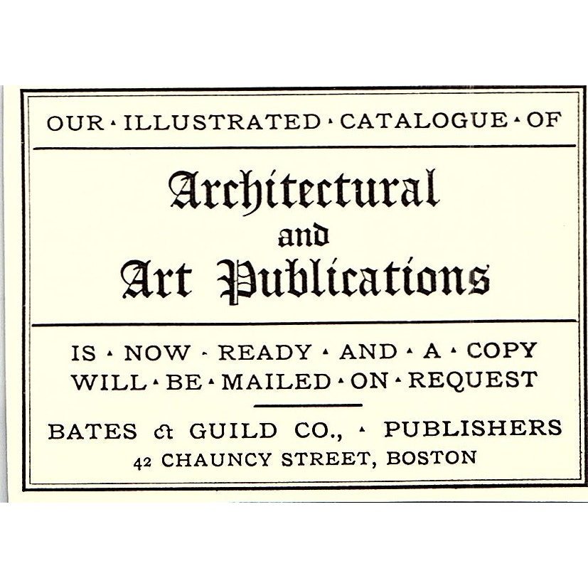 Art & Architectural Publications Bates & Guild Co Boston - 1904 Ad AF5-6