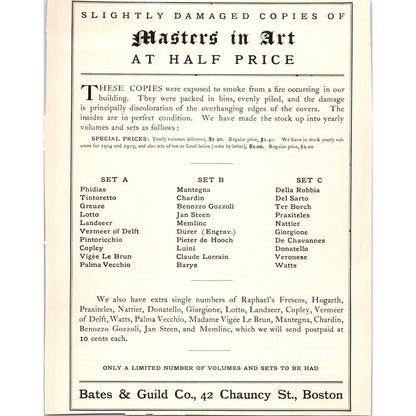 Bates & Guild Co Masters in Art Bound Volumes c1905 Victorian Ad D13