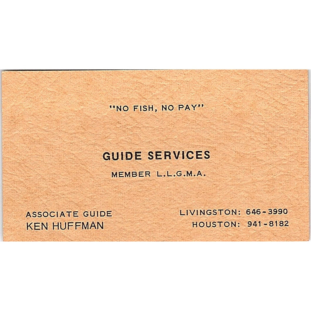 Guide services Ken Huffman Livingston Texas Vintage Business Card SB4-B10