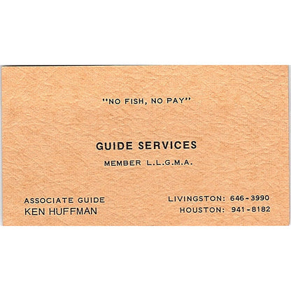 Guide services Ken Huffman Livingston Texas Vintage Business Card SB4-B10