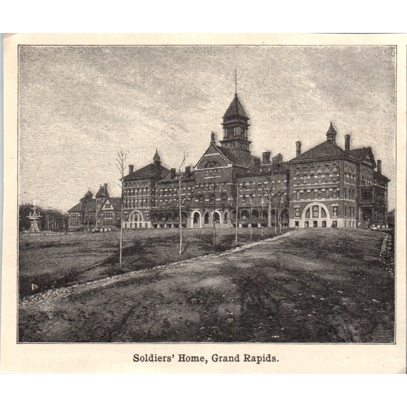 Soldiers' Home in Grand Rapids Michigan 1901 Engraving AF2-A6