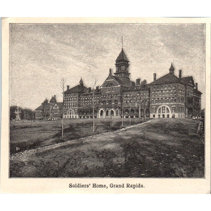 Soldiers' Home in Grand Rapids Michigan 1901 Engraving AF2-A6