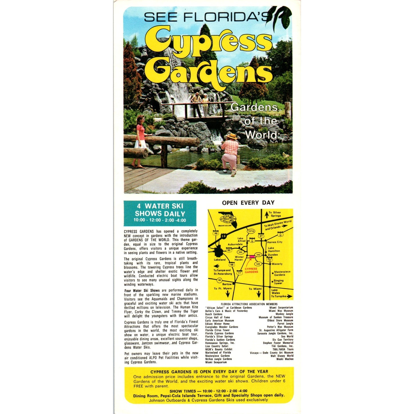 1980s Cypress Gardens Florida Tourist Travel Leaflet AB6-OD1