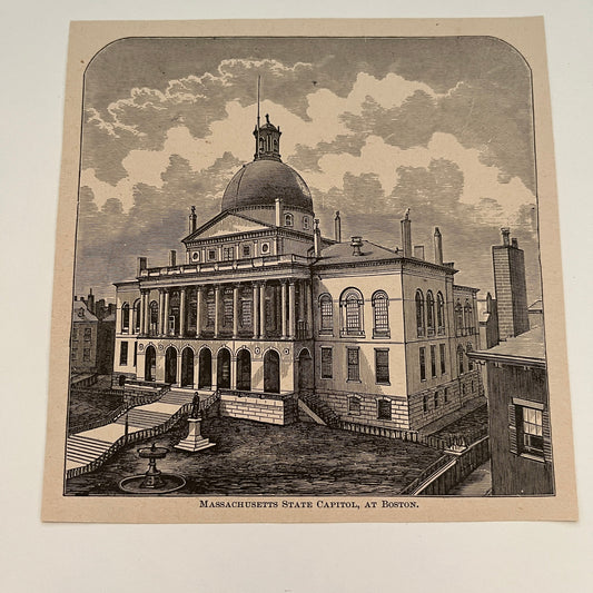 Massachusetts State Capitol, at Boston 1894 Art Engraving SAG4-8