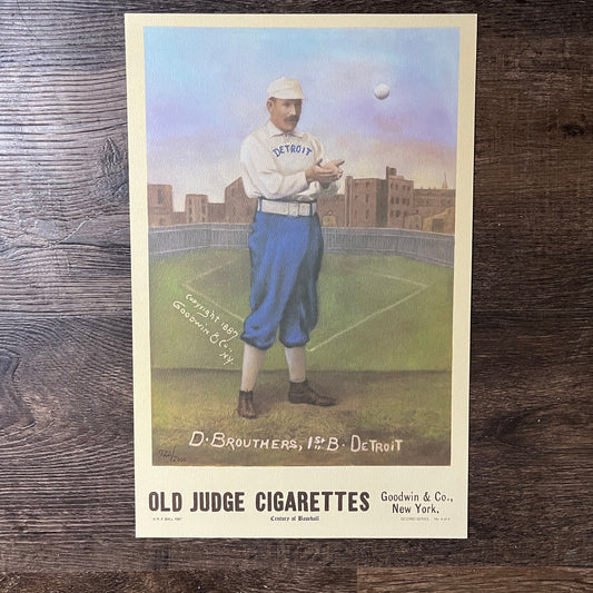D. Broughers 1st Base Detroit Old Judge Century of Baseball 1987 Poster V14-1