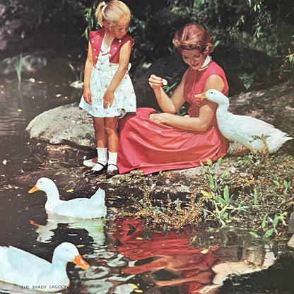 1950s Kitsch The Shady Lagoon Girl Feeding Geese 8x10 Art Print V2-2