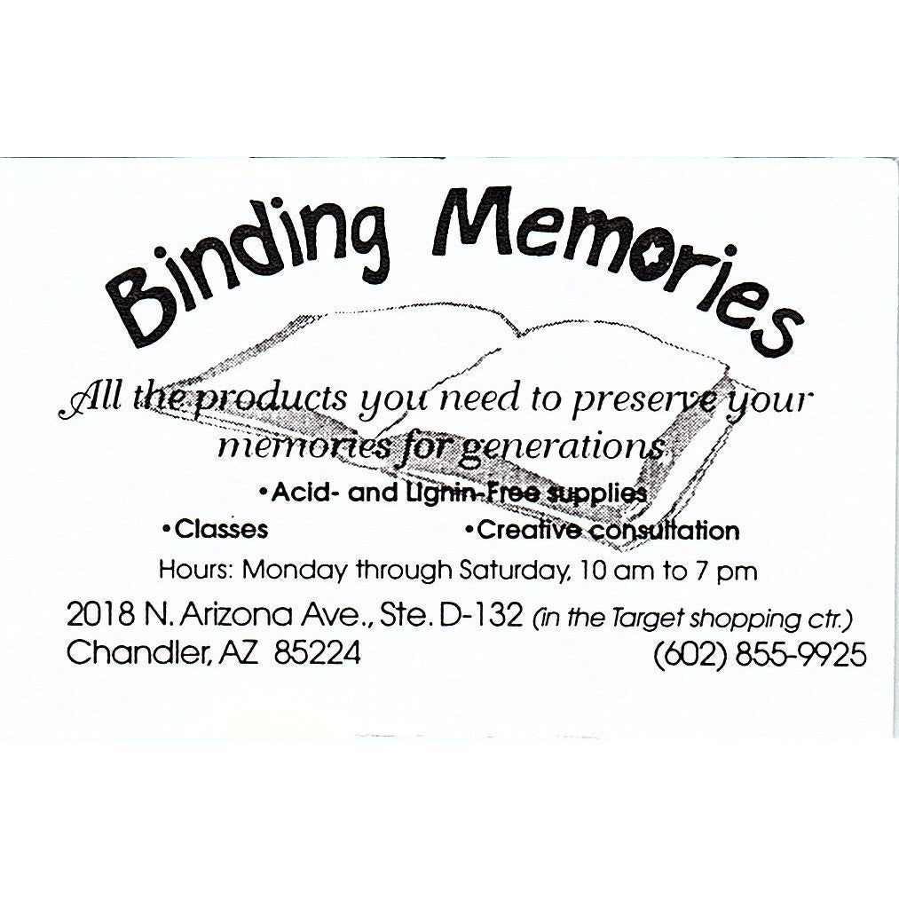 Binding Memories Chandler AZ Vintage Business Card TH2-B1