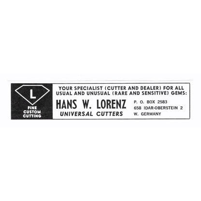 Hans W.  Lorenz Fine Custom Cutting Idar-Oberstein West Germany 1972 Ad AF8-M4
