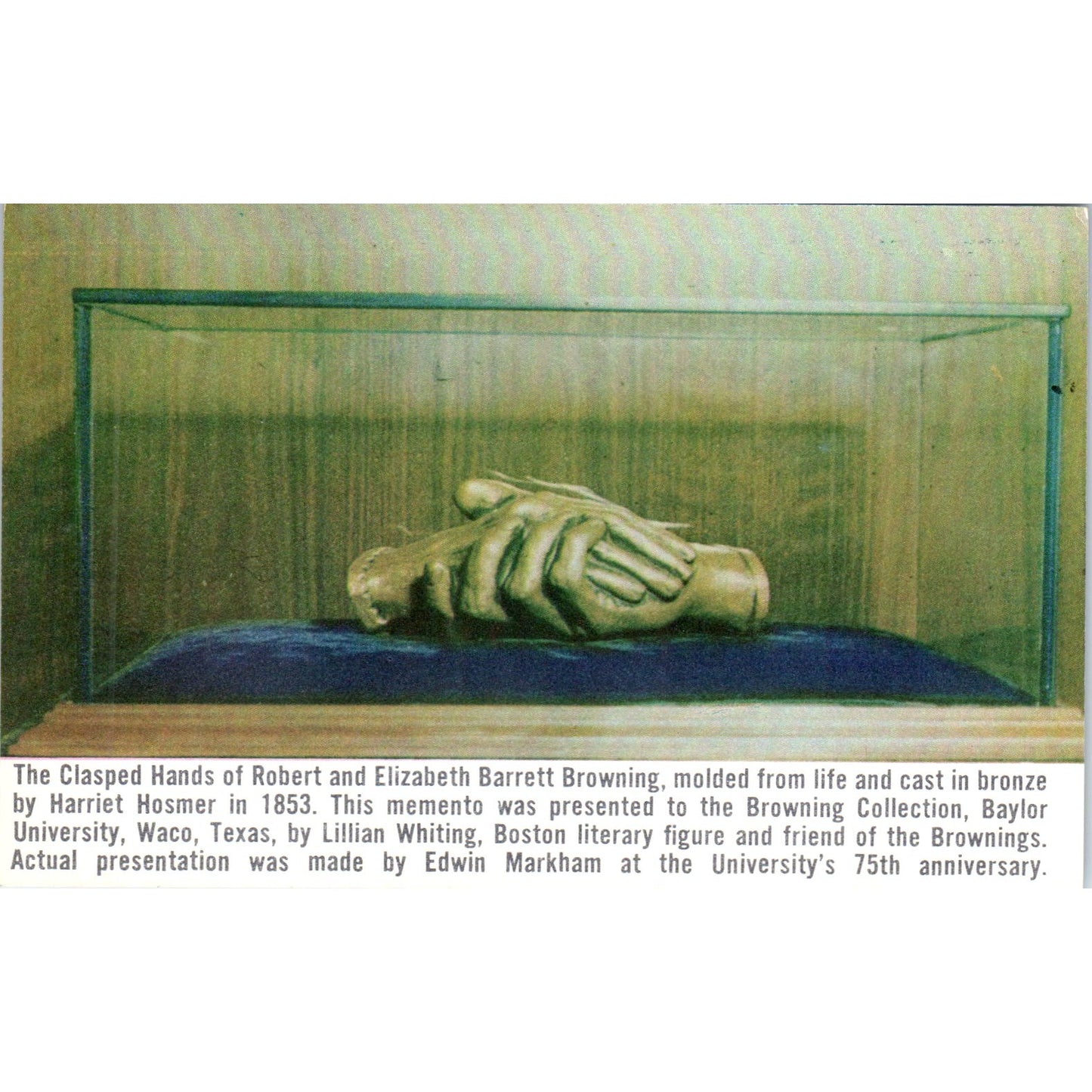 Hosmer Bronze Clasped Hands Robert & Elizabeth Barrett Browning Postcard PE3