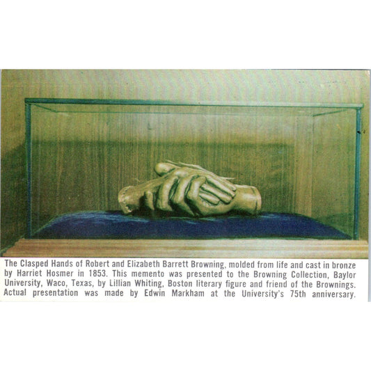 Hosmer Bronze Clasped Hands Robert & Elizabeth Barrett Browning Postcard PE3