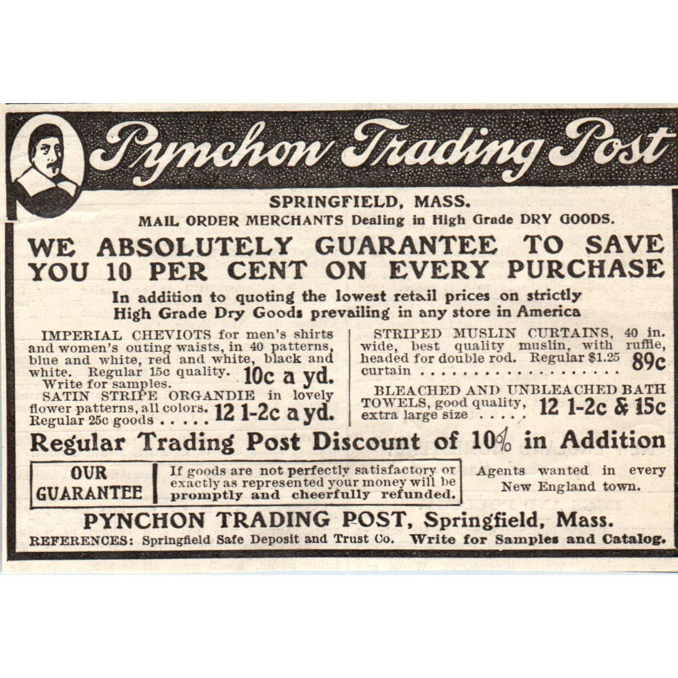 Pynchon Trading Post Springfield MA 1905 Magazine Ad AF1-NH1