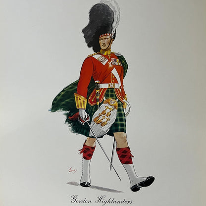 Gordon Highlanders Scottish Military Uniform Lithograph Vtg Art Print 10x13 V5