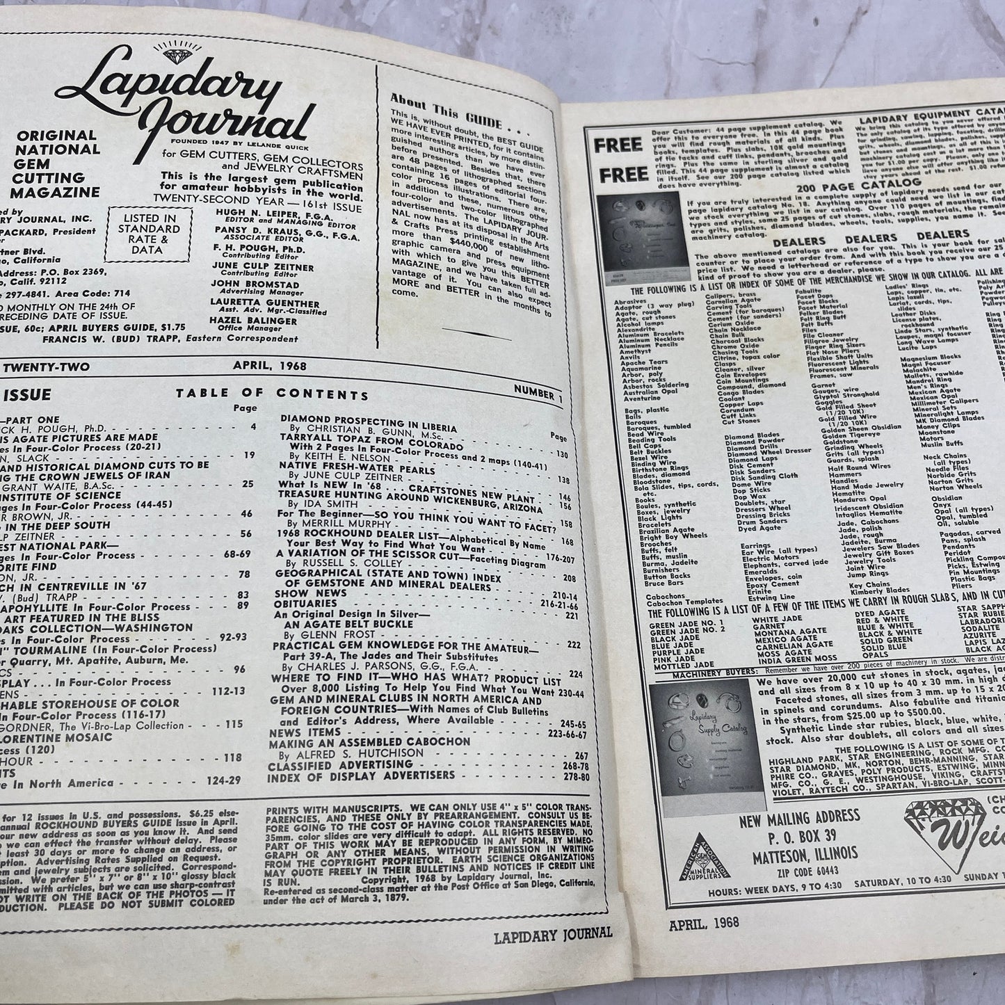 22nd Year Rockhound Buyers Guide - Lapidary Journal Magazine - Apr 1968 M23