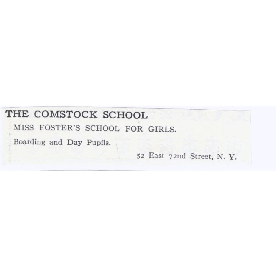 Mrs. Foster's Comstock School for Girls NY c1918 Original Advertisement AE5-SA7