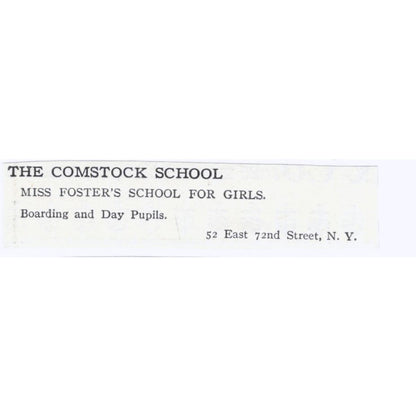 Mrs. Foster's Comstock School for Girls NY c1918 Original Advertisement AE5-SA7