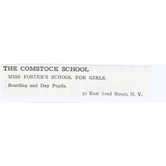 Mrs. Foster's Comstock School for Girls NY c1918 Original Advertisement AE5-SA7