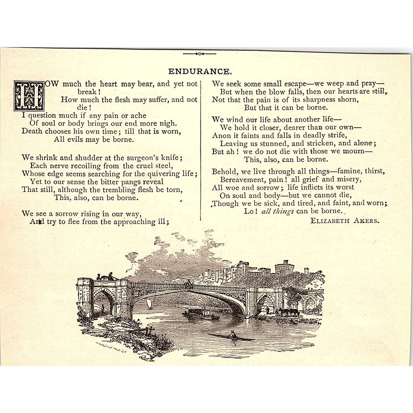 Endurance - Elizabeth Akers 1884 Poem AG3-1