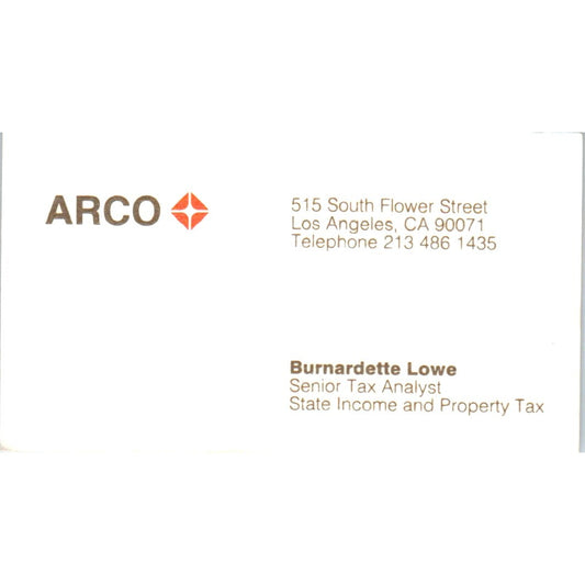 Burnardette Lowe ARCO Los Angeles CA Vintage Business Card SD8-B21