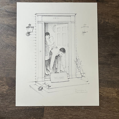 Norman Rockwell Young Family Welcome Home Art Print Lithograph 11x14 V8