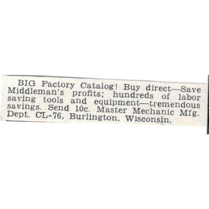 Master Mechanic Manufacturing Burlington Wisconsin 1955 Ad AG1-S6