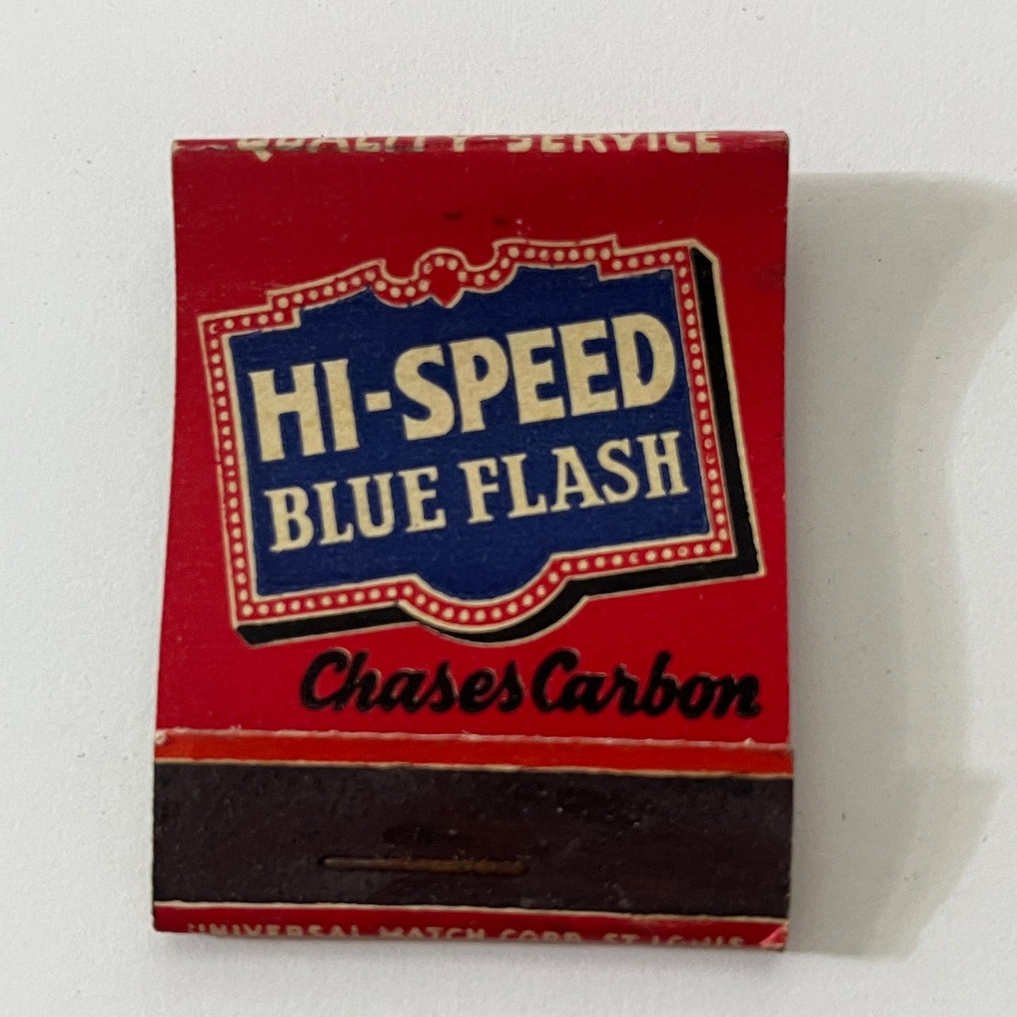 Hi-Speed Blue Flash Chases Carbon Vintage Matchbook Cover TB6-MB1-1
