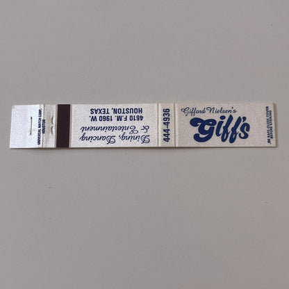 Gifford Nielsen's Giffs Restaurant Houston TX Vintage Matchbook TB6-MB2-9