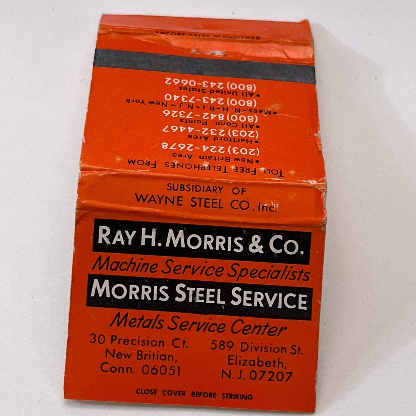 Ray H Morris & Co Morris Steel Service Wayne Steel Co Matchbook Cover TB6-MB1-9