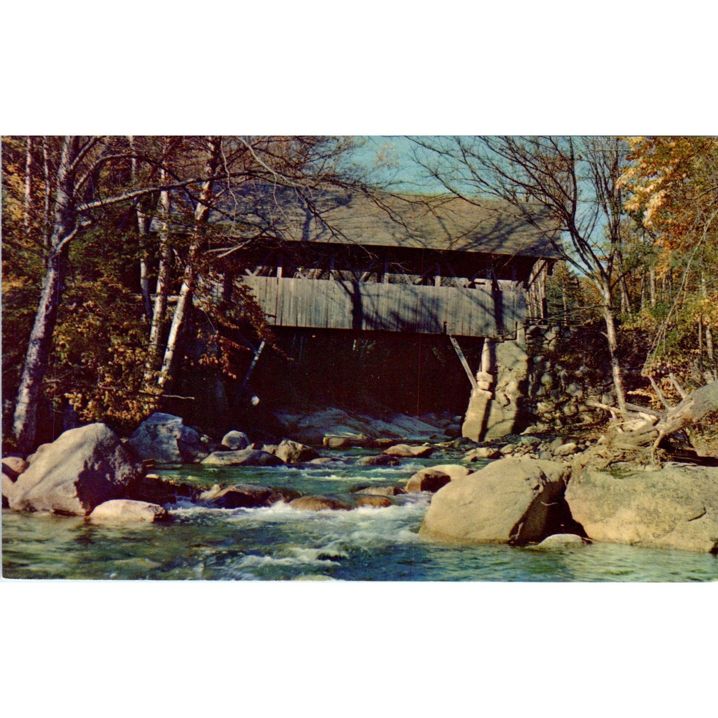 Flume Bridge Franconia Notch New Hampshire Covered Bridge Postcard PC3