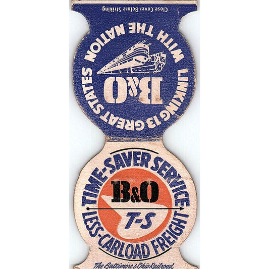 B&O Railroad Time-Saver Service Vintage Matchbook Cover ML1-8