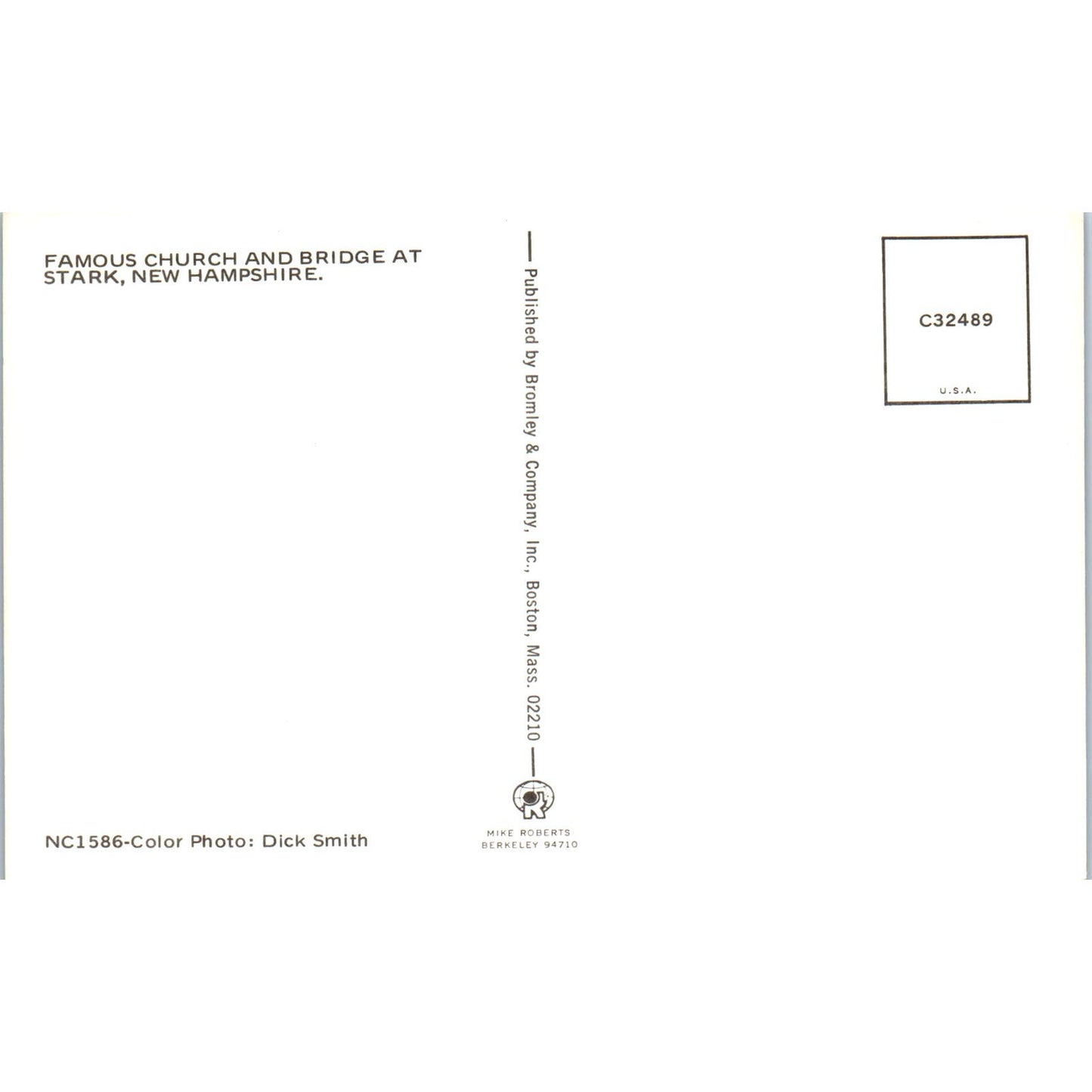 Famous Church and Bridge at Stark New Hampshire Covered Bridge Postcard PC6