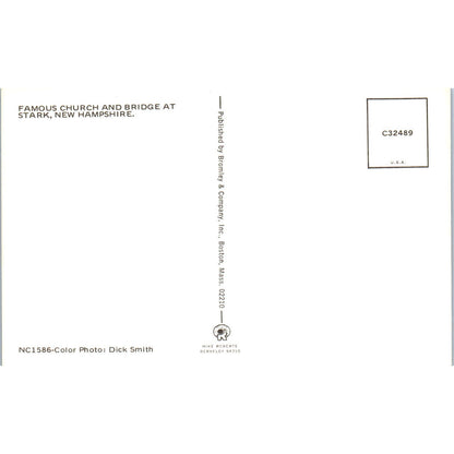 Famous Church and Bridge at Stark New Hampshire Covered Bridge Postcard PC6