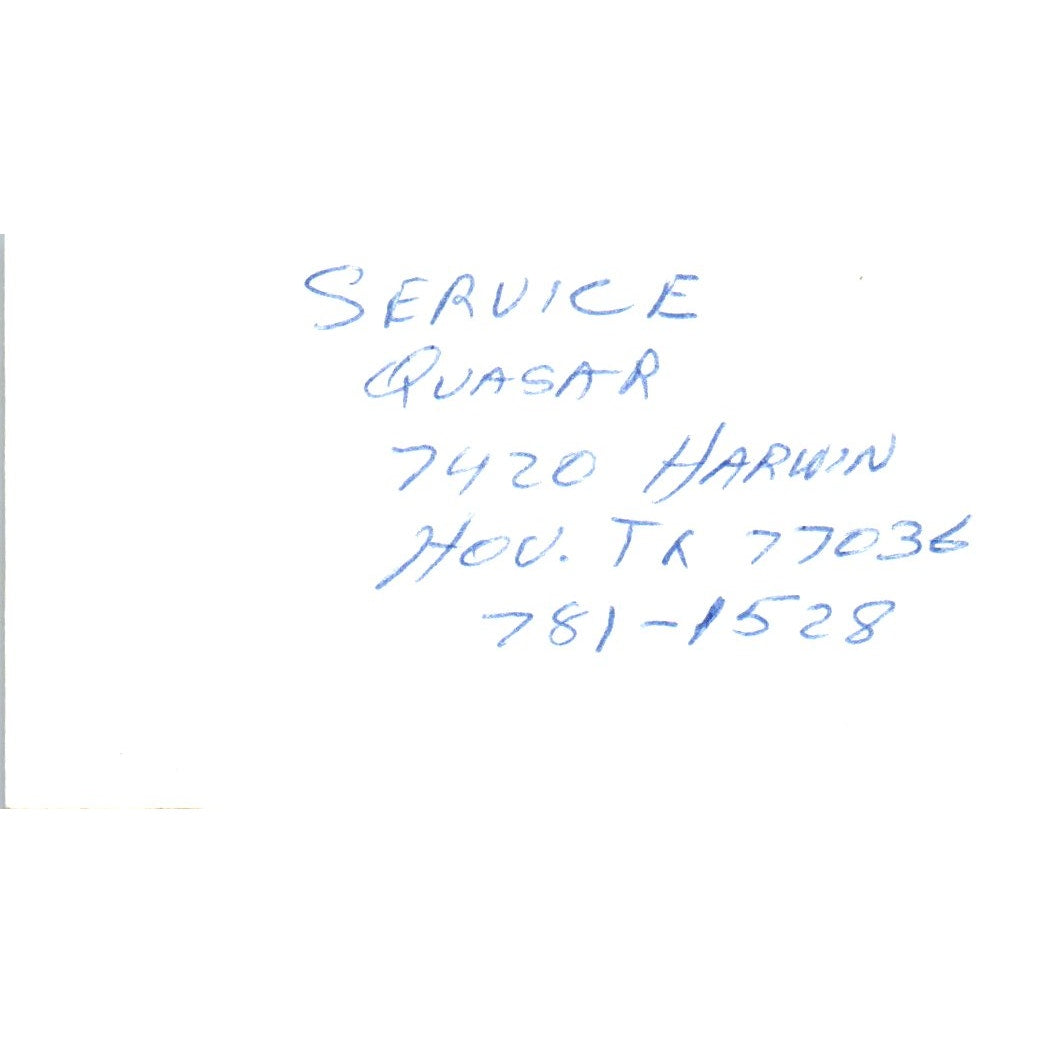 Charles T. Chuck Kelly Quasar Sales Houston Shreveport Vtg Business Card SD8-B5
