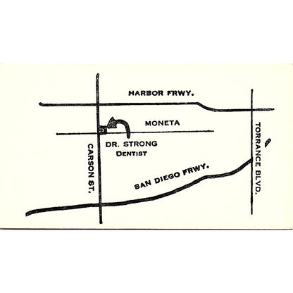 Dr George C Strong Union Family Dentist Carson CA Vintage Business Card SE3-B15