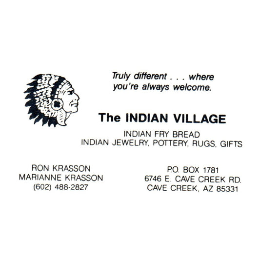 Indian Village Ron Marianne Krasson Cave Creek AZ Vintage Business Card SF3-B1