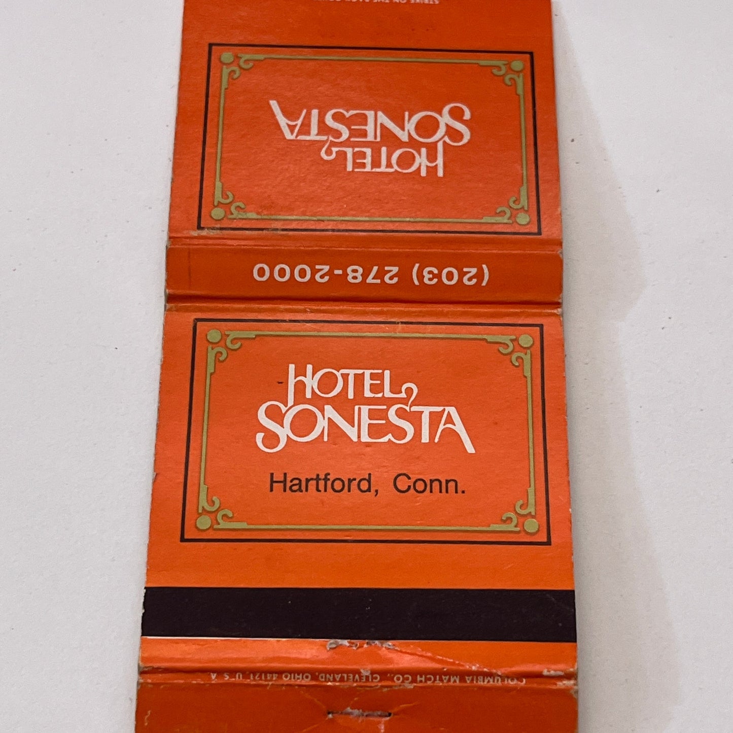 Hotel Sonesta Hartford CT Vintage Matchbook Cover TB6-MB1-9