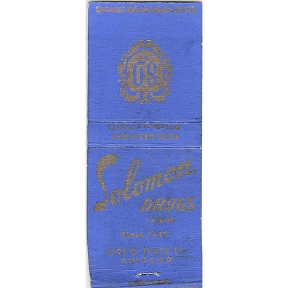 Solomon Drugs Inc Chicago Vintage Matchbook Cover SC7-Y6
