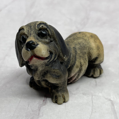 Vintage Carved Resin Basset Hound Dog Miniature 2" SE2