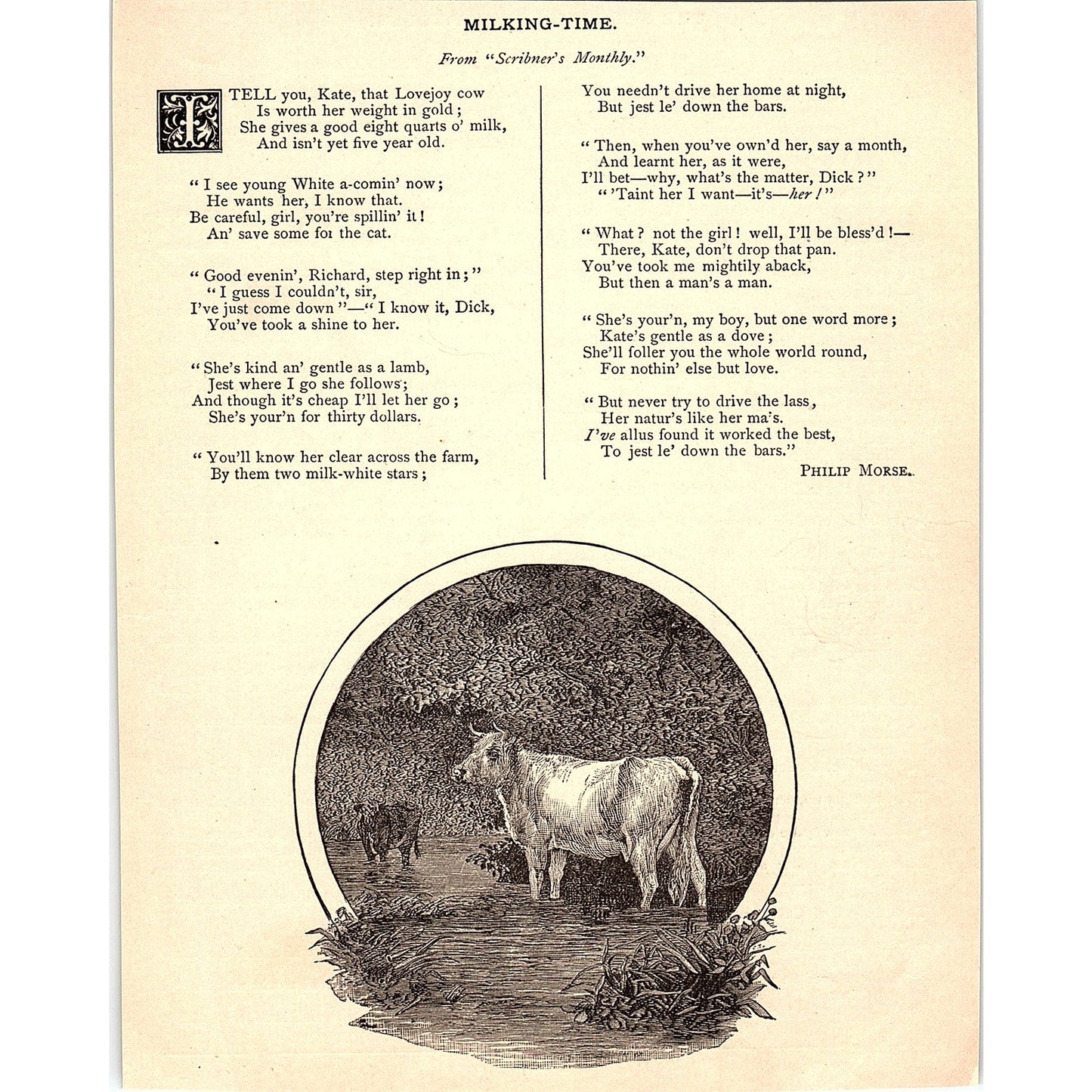 Milking Time - Philip Morse 1884 Poem AG3-1