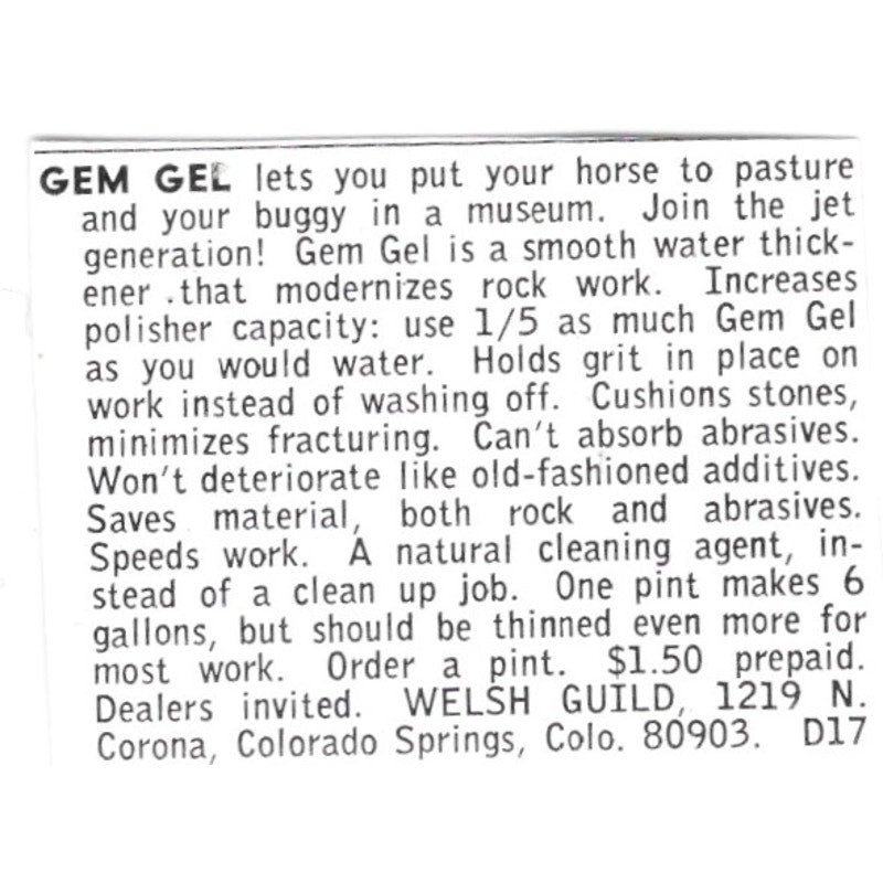 Welsh Guild Gem Gel Colorado Springs CO 1972 Ad AF8-S20