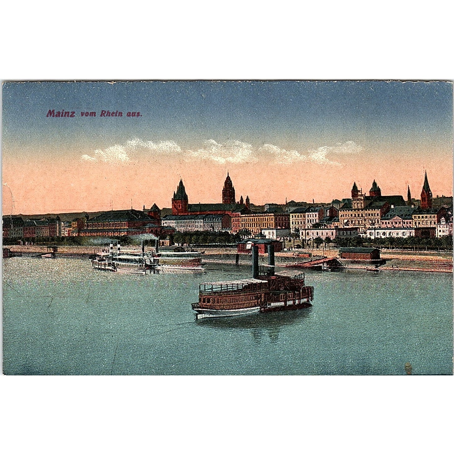 Mainz Vom Rhein Aus German Antique Postcard PE9