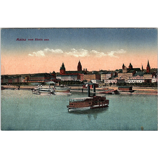 Mainz Vom Rhein Aus German Antique Postcard PE9