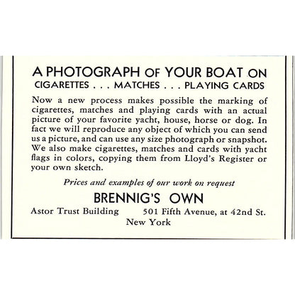 Brennig's Own Marine and Nautical Printing 5th Ave NY 1932 Ad AG2-M19