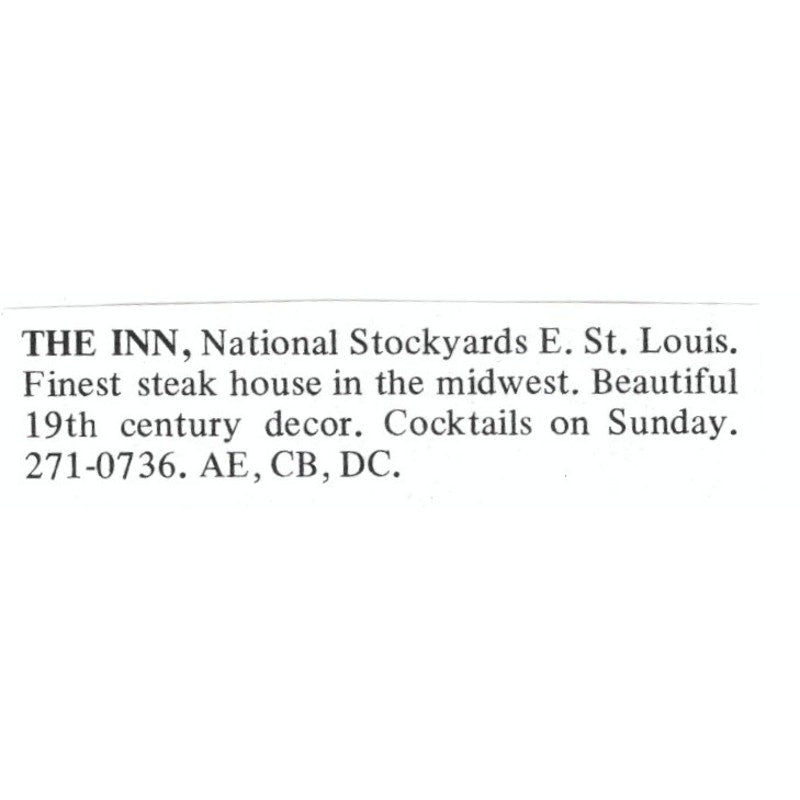 The Inn National Stockyards East St. Louis 1971 Magazine Ad AD8-O1