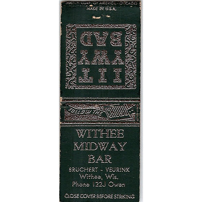 Withee Midway Bar Bruchert Veurink Withee WI Vintage Matchbook Cover SF3-Y2