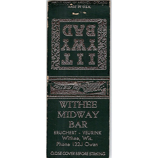 Withee Midway Bar Bruchert Veurink Withee WI Vintage Matchbook Cover SF3-Y2