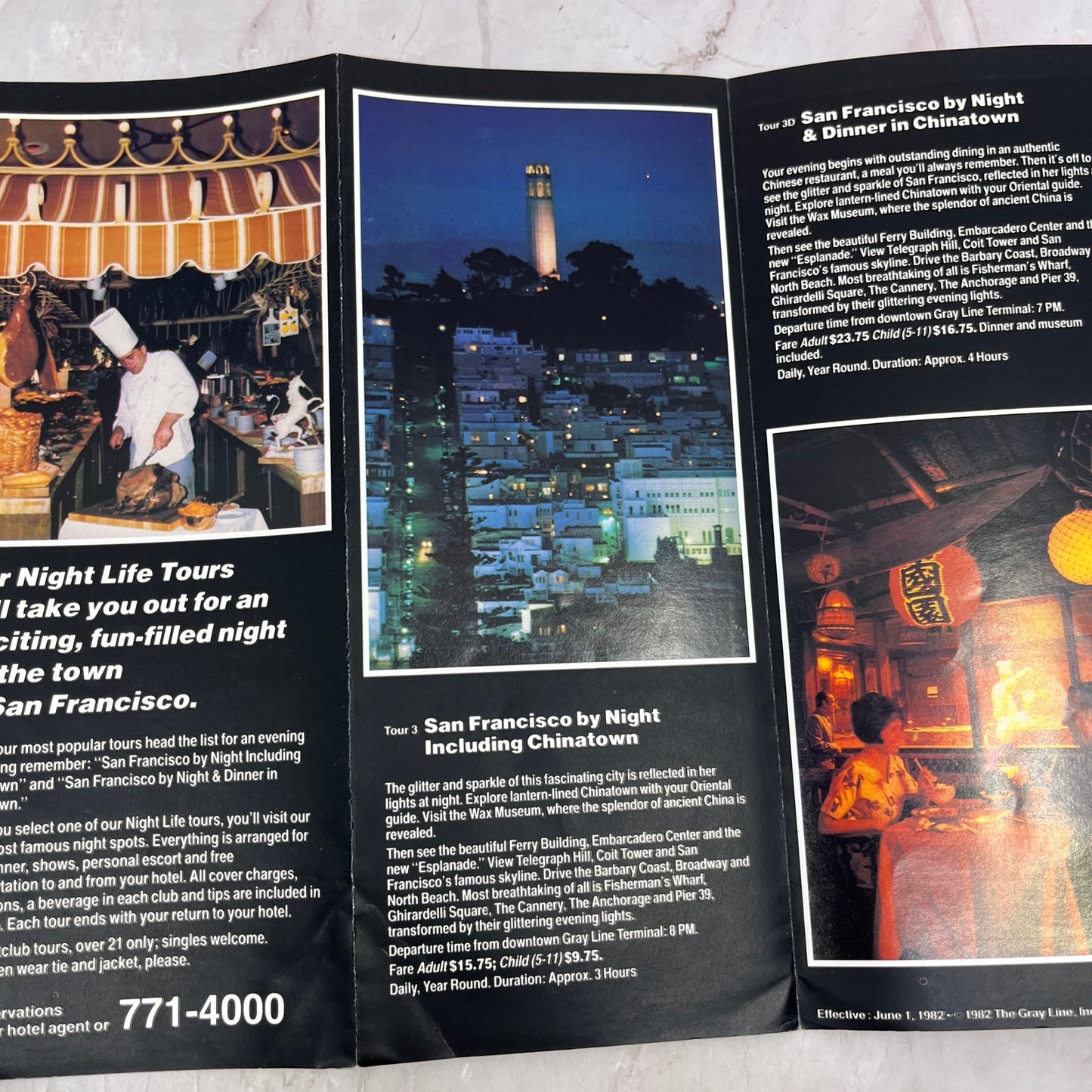 1970s Gray Line San Francisco Night Life Tours Fold Out Travel Brochure TH9-CB