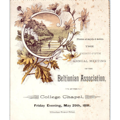 1891 Beltionian Association 35th Annual Meeting College Chapel Program AD8-R2