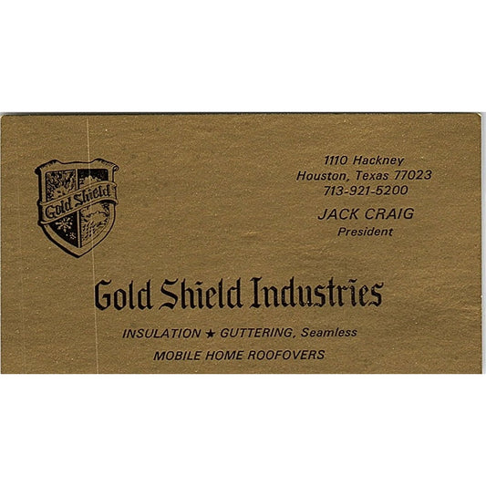 Jack Craig Gold Shield Industries Houston Vintage Business Card SC9-B6