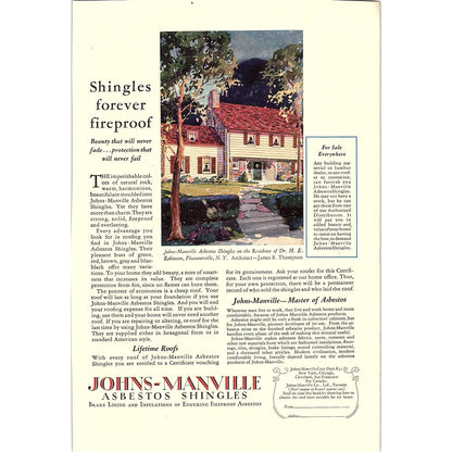 Johns-Manville Asbestos Shingles - Residence of Dr. H.E. Robinson 1926 Ad AG3-7